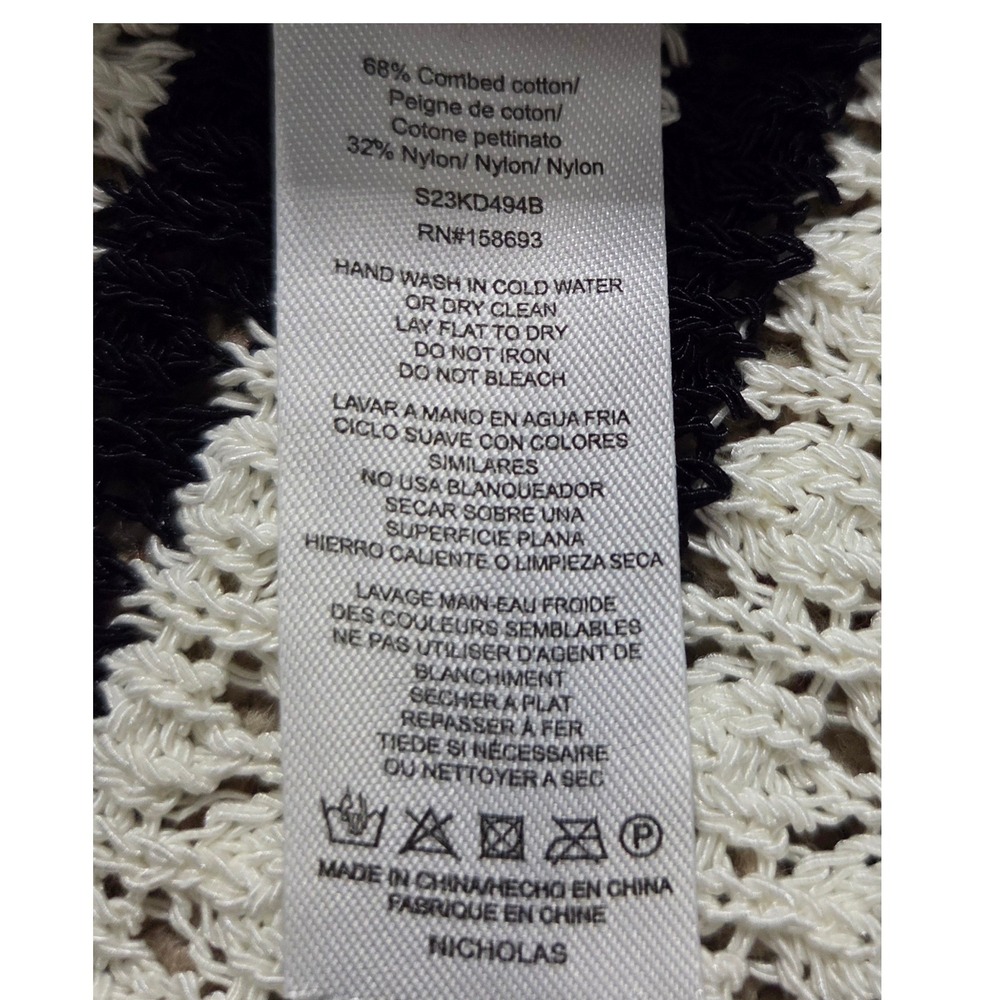 Nicholas Elora Black cream Striped Crochet Knit Midi Dress Womens Large - Picture 11 of 11